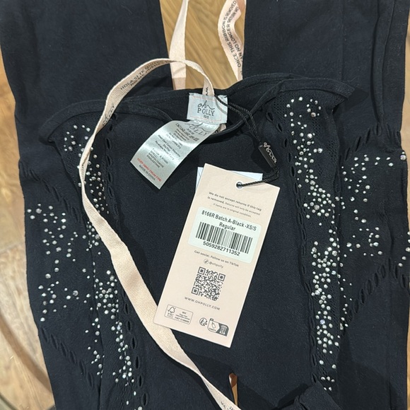 oh polly stevie embellished mid-rise flared trousers in black - Picture 7 of 7